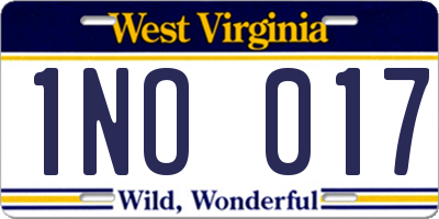 WV license plate 1NO017
