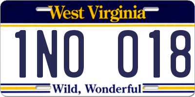 WV license plate 1NO018