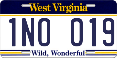 WV license plate 1NO019