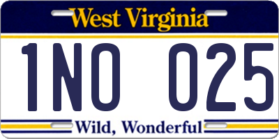 WV license plate 1NO025