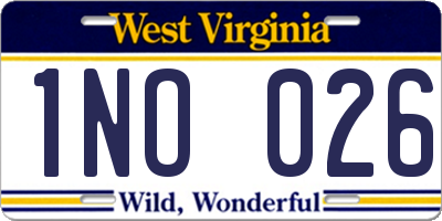 WV license plate 1NO026