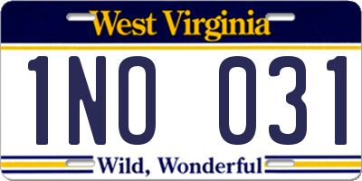 WV license plate 1NO031