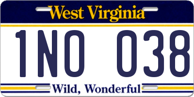 WV license plate 1NO038