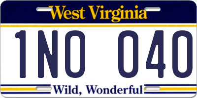 WV license plate 1NO040