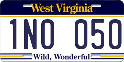 WV license plate 1NO050