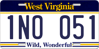 WV license plate 1NO051