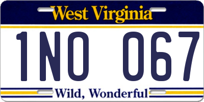 WV license plate 1NO067