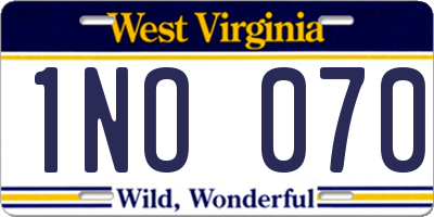 WV license plate 1NO070