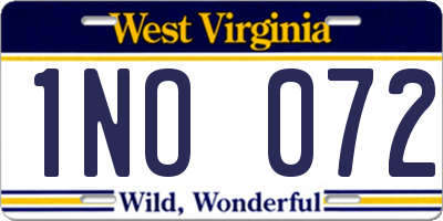 WV license plate 1NO072