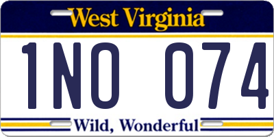 WV license plate 1NO074