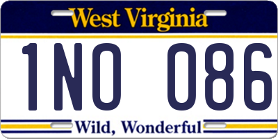 WV license plate 1NO086