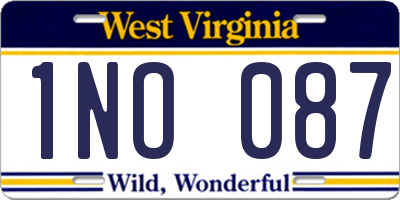 WV license plate 1NO087