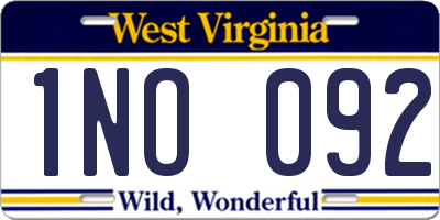 WV license plate 1NO092