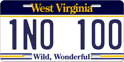 WV license plate 1NO100