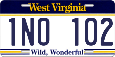 WV license plate 1NO102