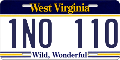 WV license plate 1NO110