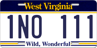 WV license plate 1NO111