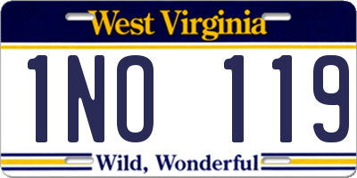 WV license plate 1NO119
