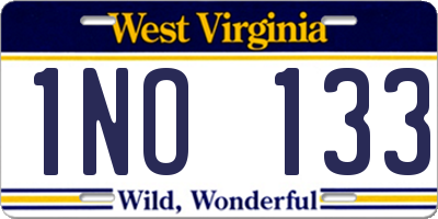WV license plate 1NO133