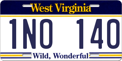 WV license plate 1NO140