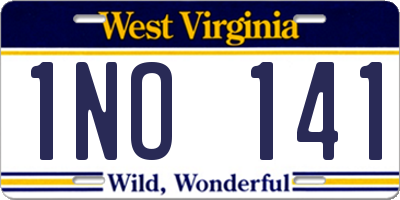 WV license plate 1NO141