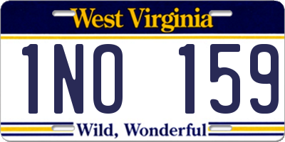 WV license plate 1NO159