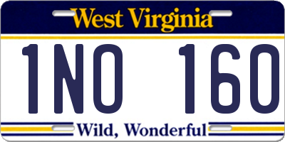 WV license plate 1NO160