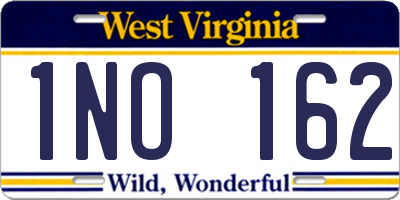 WV license plate 1NO162