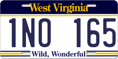 WV license plate 1NO165