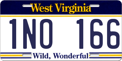 WV license plate 1NO166