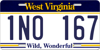 WV license plate 1NO167