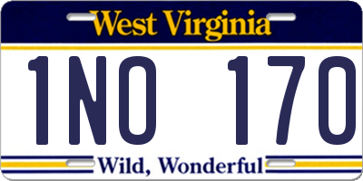 WV license plate 1NO170
