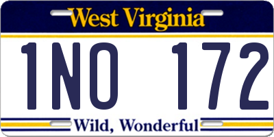 WV license plate 1NO172