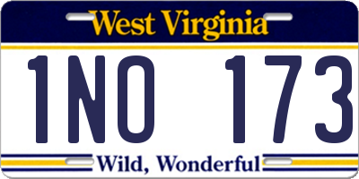 WV license plate 1NO173