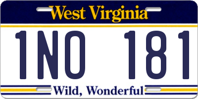 WV license plate 1NO181