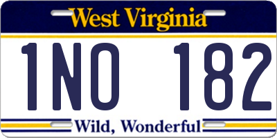 WV license plate 1NO182