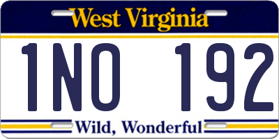 WV license plate 1NO192
