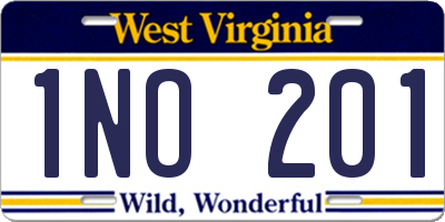 WV license plate 1NO201