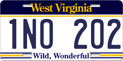 WV license plate 1NO202