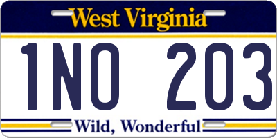 WV license plate 1NO203