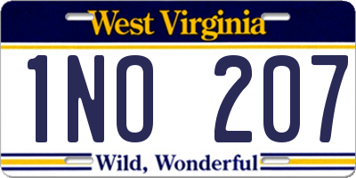 WV license plate 1NO207