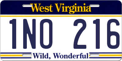 WV license plate 1NO216