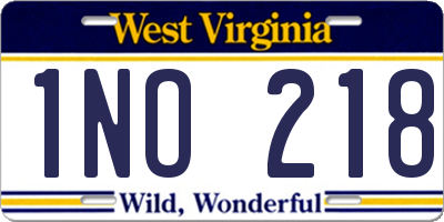 WV license plate 1NO218