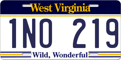 WV license plate 1NO219