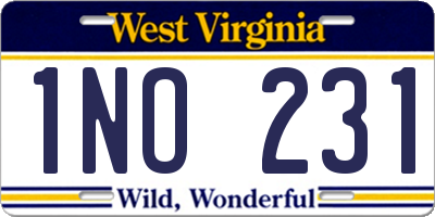 WV license plate 1NO231