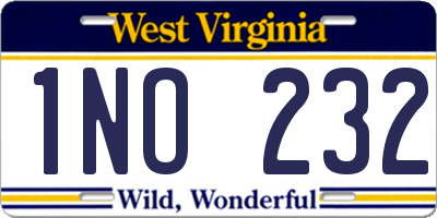 WV license plate 1NO232