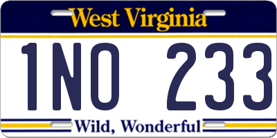 WV license plate 1NO233