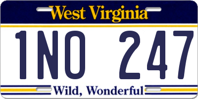 WV license plate 1NO247