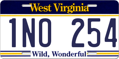 WV license plate 1NO254