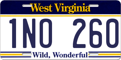 WV license plate 1NO260